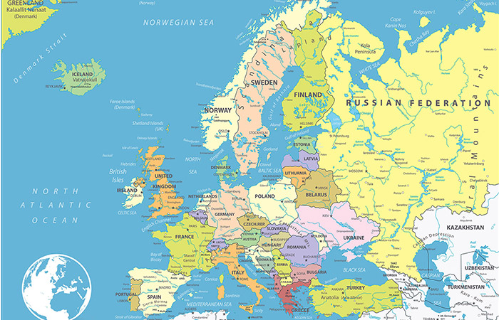 نقشه قاره اروپا در جهان